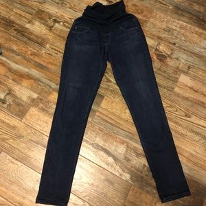AG maternity dark wash skinny ankle jeans